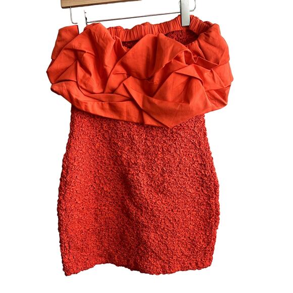 Mara Hoffman Kenza Ruffled Popcorn Smocked Mini Dress Poppy Red - Picture 2 of 5